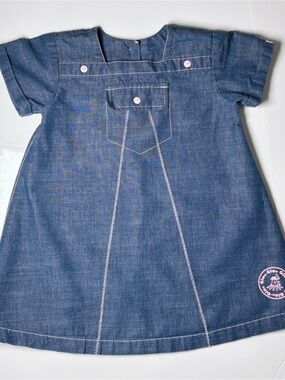 Vintage Roméo & Juliette Made in Canada Denim A-Line Dress Pink Accents 2T-3T
